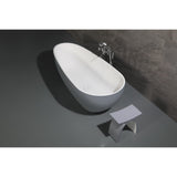 Arcticstone 72-Inch Solid Surface Egg Shaped Double Ended Freestanding Tub with Drain