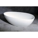 Arcticstone 59-Inch Solid Surface Egg Shaped Double Ended Freestanding Tub with Drain