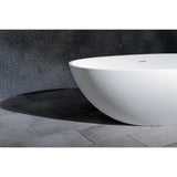 Arcticstone 59-Inch Solid Surface Egg Shaped Double Ended Freestanding Tub with Drain