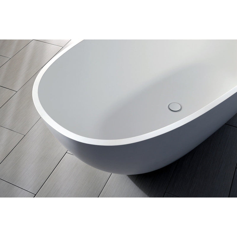 Arcticstone 65-Inch Solid Surface Oval Double Ended Freestanding Tub with Drain