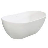 Arcticstone 65-Inch Solid Surface Oval Double Slipper Freestanding Tub with Drain