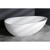 Arcticstone 67-Inch Solid Surface Egg Shaped Double Ended Freestanding Tub with Drain