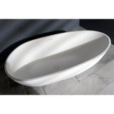 Arcticstone 67-Inch Solid Surface Egg Shaped Double Ended Freestanding Tub with Drain