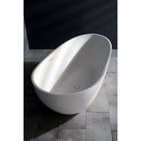 Arcticstone 67-Inch Solid Surface Egg Shaped Double Ended Freestanding Tub with Drain