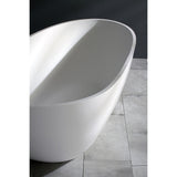 Arcticstone 67-Inch Solid Surface Egg Shaped Double Ended Freestanding Tub with Drain