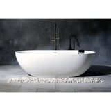Arcticstone 70-Inch Solid Surface Oval Double Ended Freestanding Tub with Drain