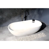 Arcticstone 70-Inch Solid Surface Oval Double Ended Freestanding Tub with Drain