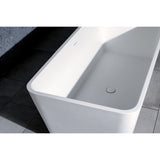 Arcticstone 59-Inch Solid Surface Rectangular Double Ended Freestanding Tub with Drain