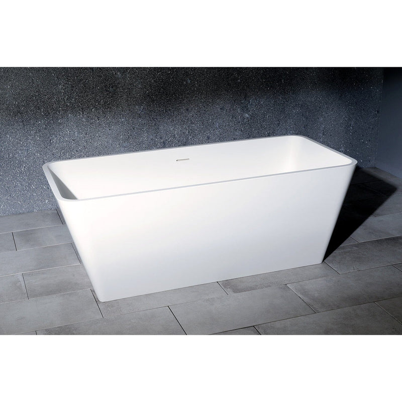 Arcticstone 59-Inch Solid Surface Rectangular Double Ended Freestanding Tub with Drain