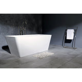 Arcticstone 59-Inch Solid Surface Rectangular Double Ended Freestanding Tub with Drain