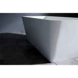 Arcticstone 59-Inch Solid Surface Rectangular Double Ended Freestanding Tub with Drain