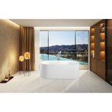 Aqua Eden 59-Inch Acrylic Oval Double Ended Freestanding Tub with Drain
