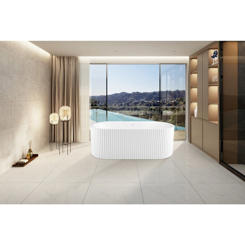 Aqua Eden 68-Inch Acrylic Oval Double Ended Freestanding Tub with Drain