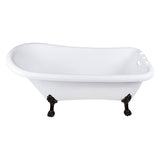 Aqua Eden 67-Inch Acrylic Classic Flat-Rim Single Slipper Clawfoot Tub (7-Inch Faucet Drillings)