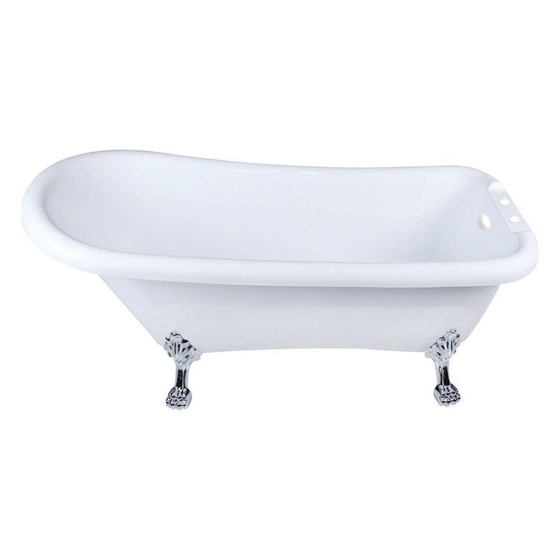 Aqua Eden 67-Inch Acrylic Classic Flat-Rim Single Slipper Clawfoot Tub (7-Inch Faucet Drillings)