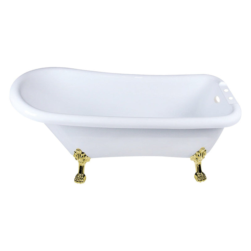 Aqua Eden 67-Inch Acrylic Classic Flat-Rim Single Slipper Clawfoot Tub (7-Inch Faucet Drillings)