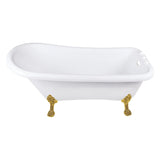 Aqua Eden 67-Inch Acrylic Classic Flat-Rim Single Slipper Clawfoot Tub (7-Inch Faucet Drillings)