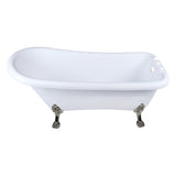 Aqua Eden 67-Inch Acrylic Classic Flat-Rim Single Slipper Clawfoot Tub (7-Inch Faucet Drillings)