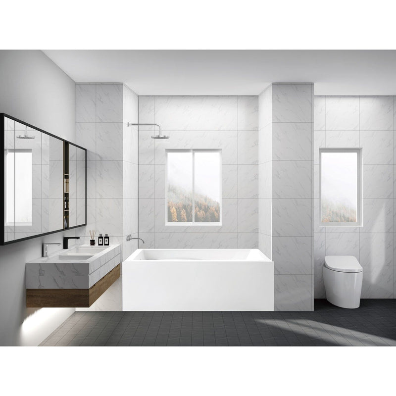 Aqua Eden 54-Inch Acrylic Rectangular 3-Wall Alcove Tub, Left Hand Drain and Anti-Skid Surface