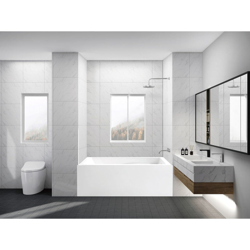 Aqua Eden 54-Inch Acrylic Rectangular 3-Wall Alcove Tub, Right Hand Drain and Anti-Skid Surface