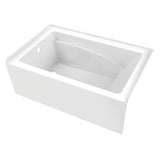 Aqua Eden 54-Inch Acrylic Rectangular 3-Wall Alcove Tub, Left Hand Drain