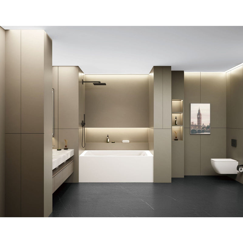 Aqua Eden 54-Inch Acrylic Rectangular 3-Wall Alcove Tub, Right Hand Drain