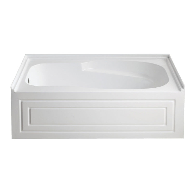 Aqua Eden 60-Inch Acrylic Rectangular 3-Wall Alcove Tub with Armrests and Anti-Skid Surface, Left Hand Drain