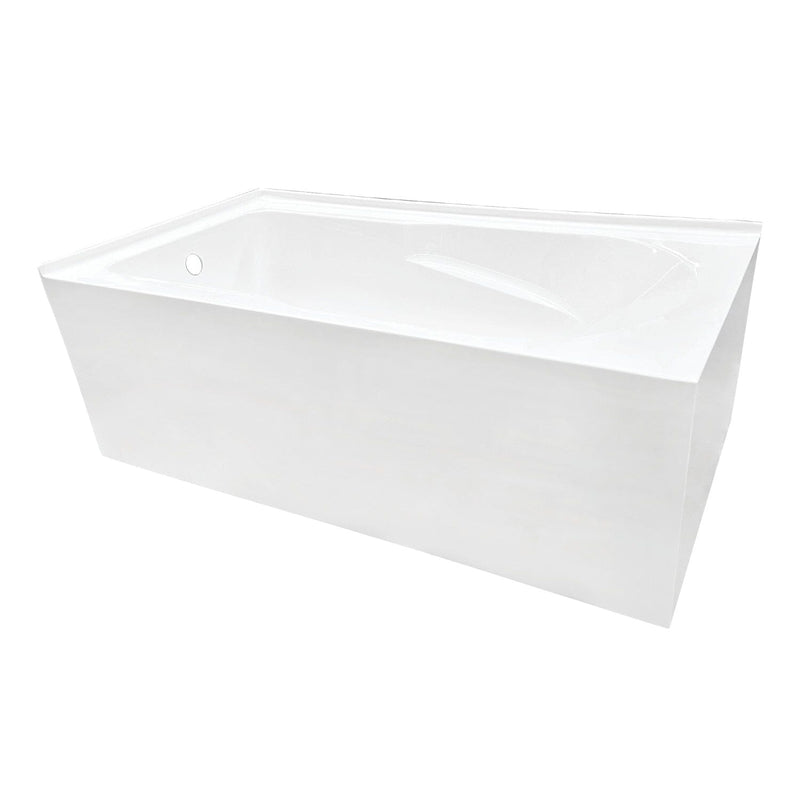 Aqua Eden 60-Inch Acrylic Rectangular 2-Wall Corner Alcove Tub, Left Hand Drain