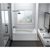 Aqua Eden 60-Inch Acrylic Rectangular 3-Wall Alcove Tub with Armrest and Anti-Skid Surface, Left Hand Drain