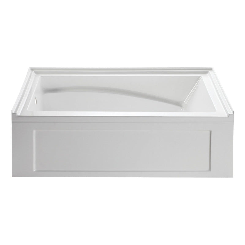 Aqua Eden 60-Inch Acrylic Rectangular 3-Wall Alcove Tub with Armrest and Anti-Skid Surface, Left Hand Drain