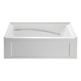 Aqua Eden 60-Inch Acrylic Rectangular 3-Wall Alcove Tub with Armrest and Anti-Skid Surface, Left Hand Drain