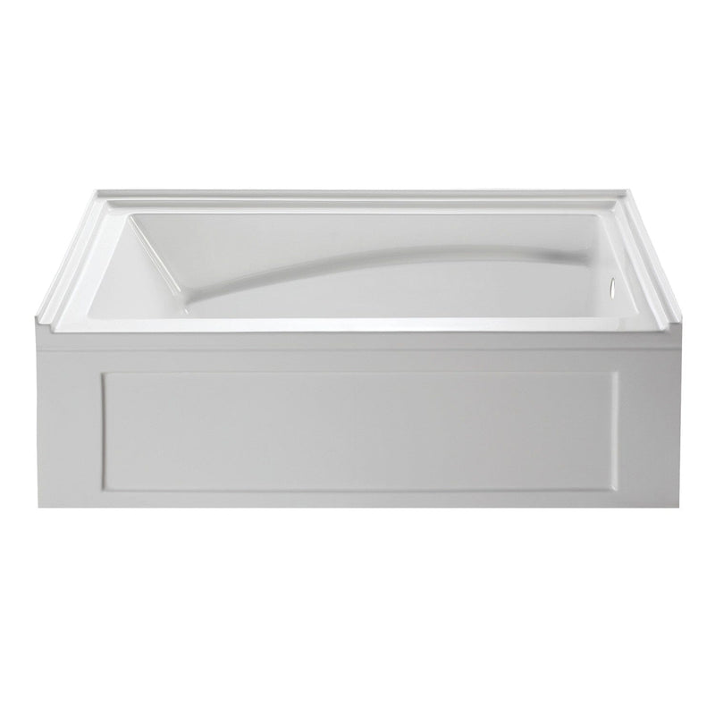 Aqua Eden 60-Inch Acrylic Rectangular 3-Wall Alcove Tub with Armrest and Anti-Skid Surface, Right Hand Drain