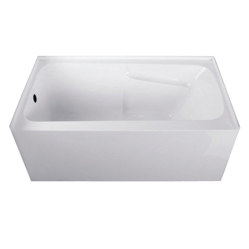 Aqua Eden 54-Inch Acrylic Rectangular 3-Wall Alcove Tub with Arm Rest and Left Hand Drain Hole
