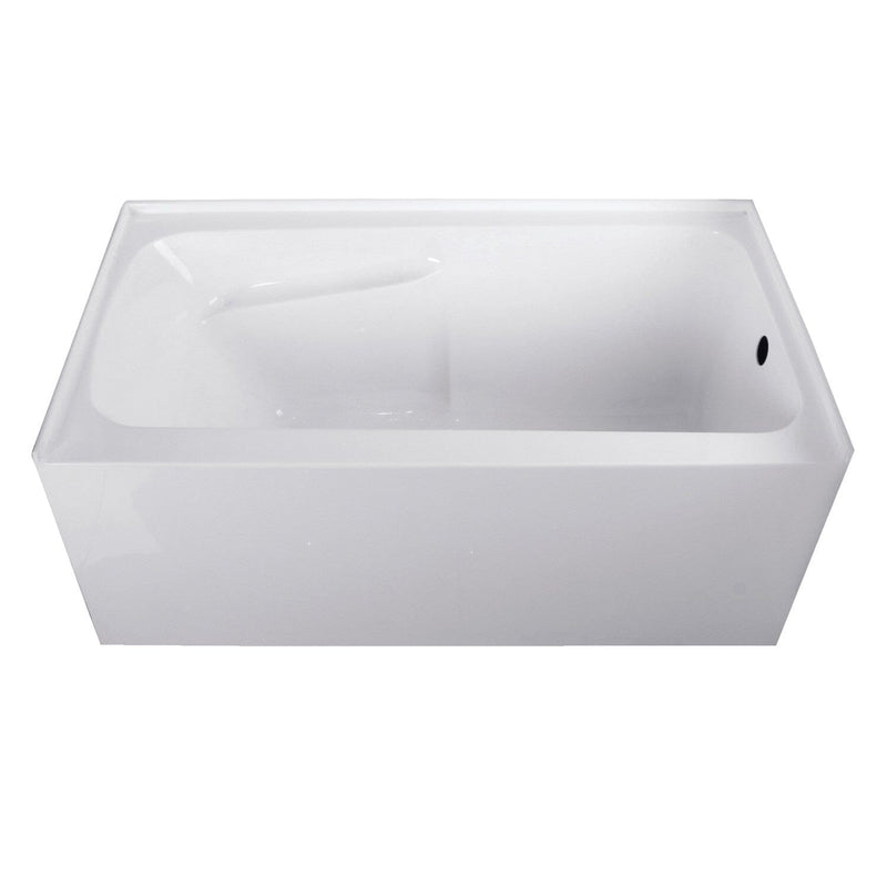 Aqua Eden 54-Inch Acrylic Rectangular 3-Wall Alcove Tub with Arm Rest and Right Hand Drain Hole