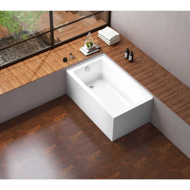 Aqua Eden 54-Inch Acrylic Rectangular 2-Wall Corner Alcove Tub, Left Hand Drain