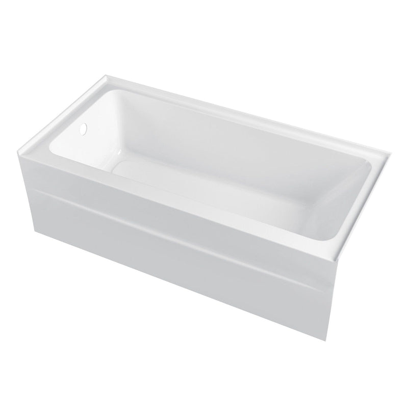Aqua Eden 60-Inch Anti-Skid Acrylic Rectangular Three-Wall Alcove Tub with Left Drain