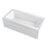Aqua Eden 60-Inch Anti-Skid Acrylic Rectangular Three-Wall Alcove Tub with Left Drain