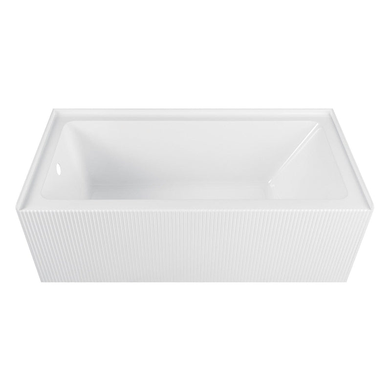 Aqua Eden 60-Inch Anti-Skid Acrylic Rectangular Three-Wall Alcove Tub with Left Drain