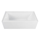 Aqua Eden 60-Inch Anti-Skid Acrylic Rectangular Three-Wall Alcove Tub with Left Drain