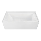 Aqua Eden 60-Inch Anti-Skid Acrylic Rectangular Three-Wall Alcove Tub with Right Drain