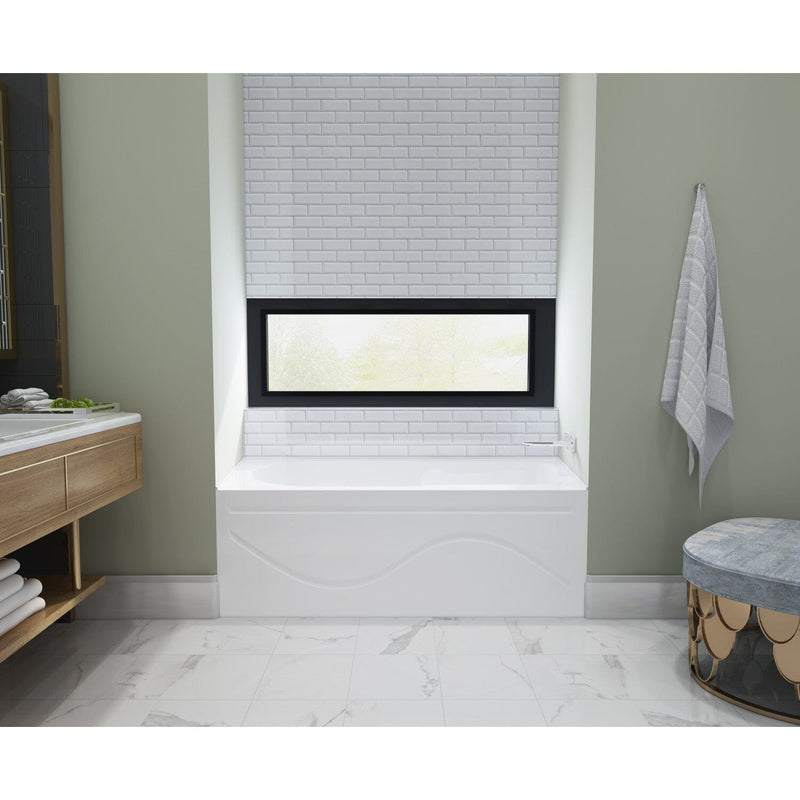 Aqua Eden 60-Inch Acrylic Rectangular 3-Wall Alcove Tub with Anti Skid and Left Hand Drain Hole