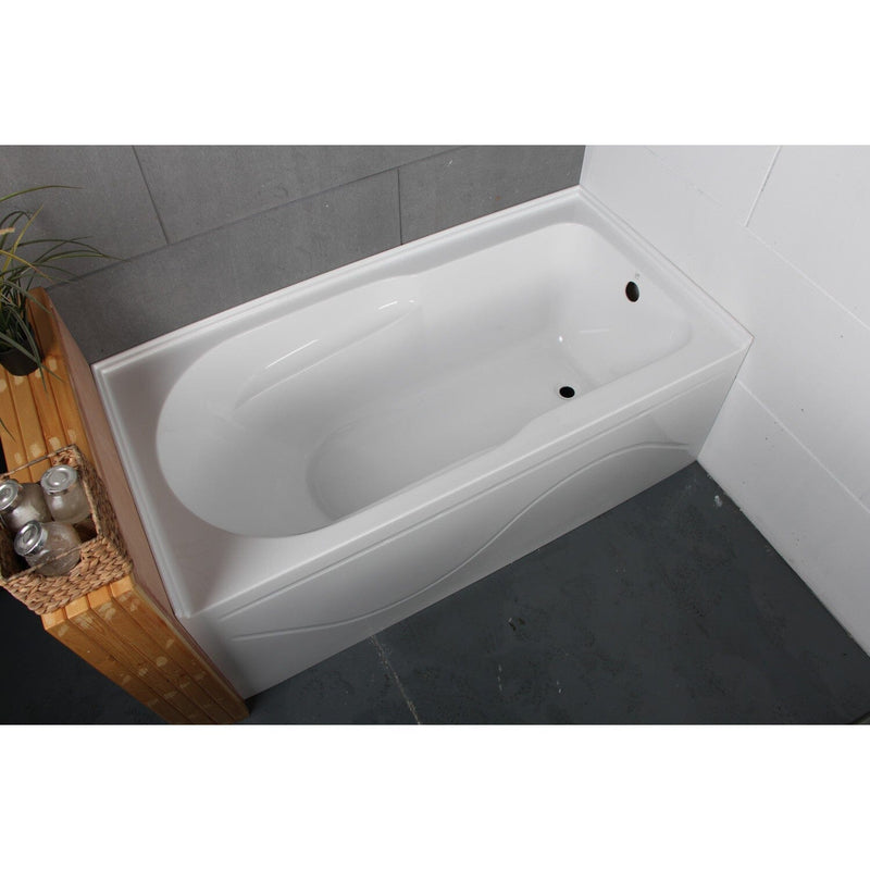 Aqua Eden 60-Inch Acrylic Rectangular 3-Wall Alcove Tub with Anti Skid and Left Hand Drain Hole