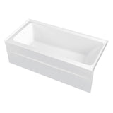 Aqua Eden 60-Inch Anti-Skid Acrylic Rectangular Three-Wall Alcove Tub with Left Drain