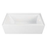 Aqua Eden 60-Inch Anti-Skid Acrylic Rectangular Three-Wall Alcove Tub with Right Drain