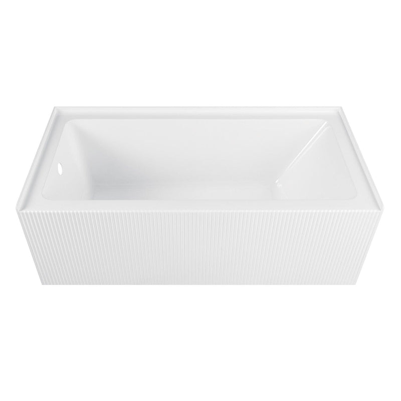 Aqua Eden 66-Inch Anti-Skid Acrylic Rectangular Three-Wall Alcove Tub with Left Drain