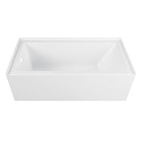 Aqua Eden 66-Inch Anti-Skid Acrylic Rectangular Three-Wall Alcove Tub with Left Drain