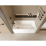 Moraine 67-Inch Acrylic Rectangular Three-Wall Alcove Tub with Right Drain