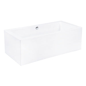 Aqua Eden 67-Inch Acrylic Rectangular Double Ended Freestanding Tub with Drain