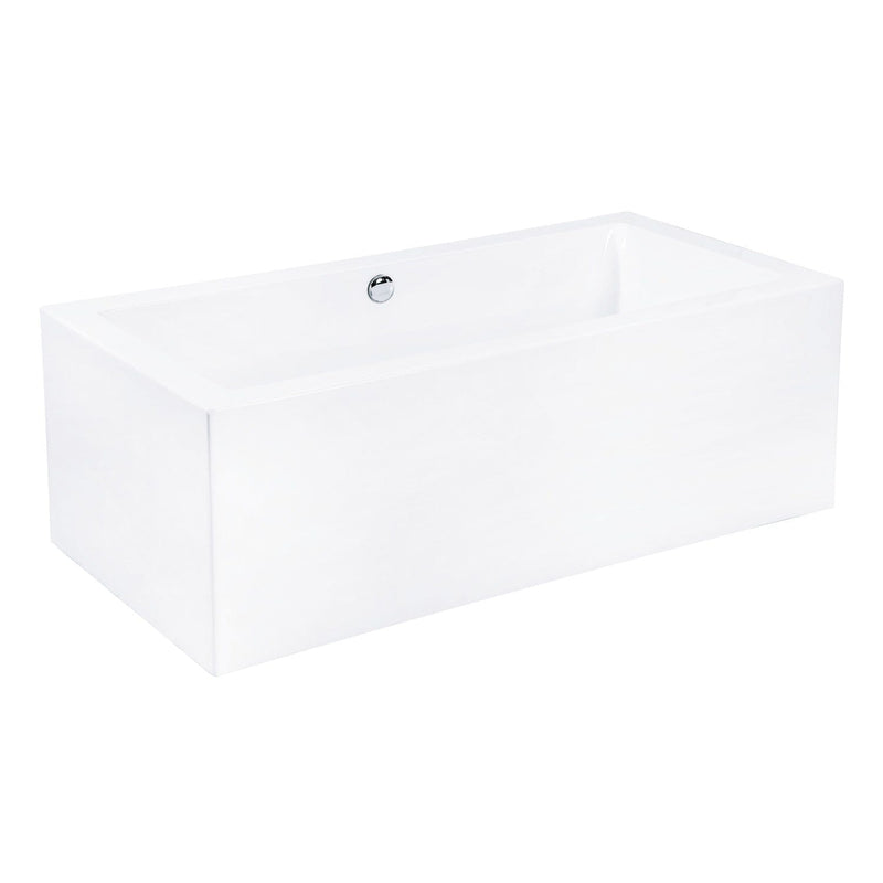 Aqua Eden 67-Inch Acrylic Rectangular Double Ended Freestanding Tub with Drain