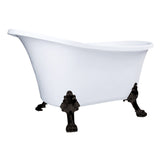 Aqua Eden 51-Inch Acrylic Oval Double Slipper Clawfoot Tub (No Faucet Drillings)